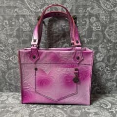 ハンドメイド♪本革薔薇ランチトート♪パールラベンダーピンク