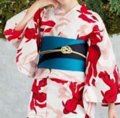★高級変わり織り浴衣★優美な金魚柄★赤紅色 粋な古典柄 新品 限定 和装 大正 ◇高級変わり織り浴衣◇優美な紅金魚柄☆赤紅色 粋な古典柄 新品 限定