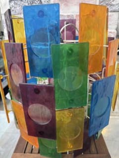 昭和レトロペンダントライト カラフルガラス 天井照明 店舗什器 高さ約