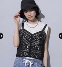 Arpege story クロシェレースキャミ ブラック 試着のみ - メルカリ