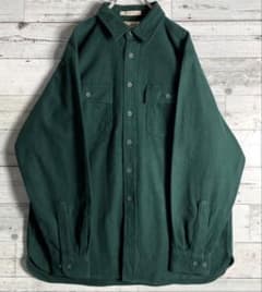 L.L.Bean シャモアクロスシャツ　フランネル　XL相当　無地　緑のサムネイル