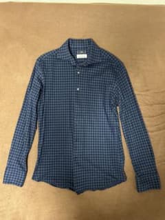 SHIPS シップス Albini 長袖 チェックシャツネイビー L 綿100%のサムネイル