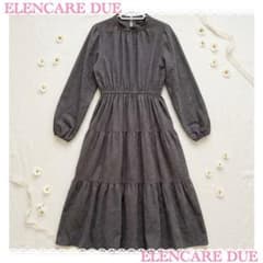 ELENCARE DUE ティアードロングワンピース ブラウン スエード調