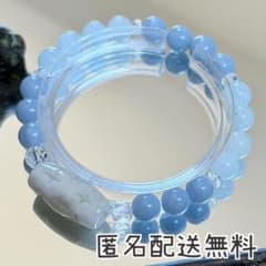 翡翠天珠&エンジェライト&アクアマリン ブレスレット 内径約16cm