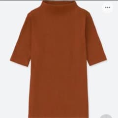 ユニクロ　リブハイネックT 5分袖　美品のサムネイル