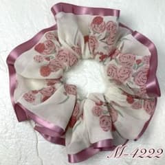 ハンドメイドシュシュM-4222♡花柄ジョーゼット♡リボン付♡ ハンドメイドシュシュM-4222♡花柄ジョーゼット♡リボン付♡ - メルカリ