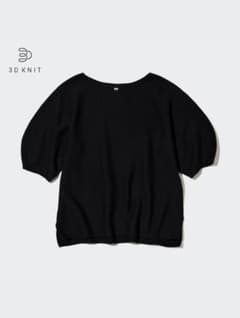 Thumbnail of UNIQLO 3Dコットンクルーネックセーター(5分袖)　ブラック