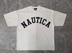 NAUTICA センター アーチ デカロゴ Tシャツ メンズM 白x905のサムネイル