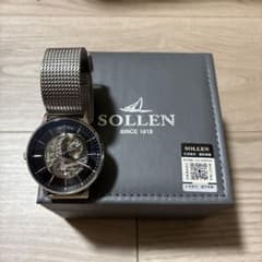 SOLLEN 自動巻き 時計 ブラック シルバー 箱付き - メルカリ