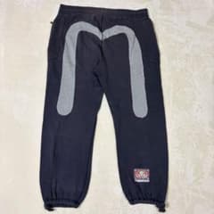 EVISU　ハーフパンツ　スウェットパンツ　エヴィス　カモメ　大黒　総柄　黒　白 希少】EVISU エヴィス 大黒 カモメ スウェット パンツ 44 デカパン