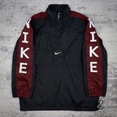 90s NIKE ナイキ 袖ロゴ ハーフジップ ナイロンアノラック Mのサムネイル