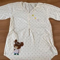 くま刺繍 ドット柄 エプロン チュニック丈6分丈のサムネイル