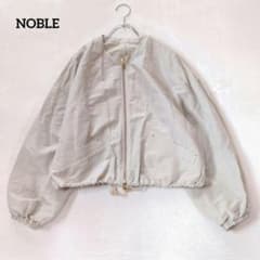 NOBLE ノーブル ダンガリーワッシャークルーネックブルゾン リネン混