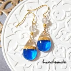 ≪115 ブルー≫レジンピアス 400円 - メルカリ