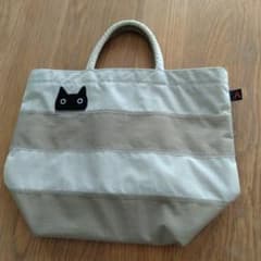 マタノアツコ黒猫刺繍 ボーダートートバッグのサムネイル