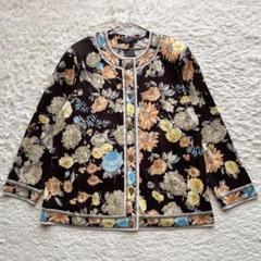 【美品】レオナール　ジャケット　ウール　花柄　金ボタン　トリム 極美品✨レオナール ジャケット 花柄 トリム トグル 大きい