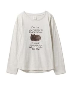 【ジェラピケ】ネコワンポイントロングスリーブTシャツのサムネイル