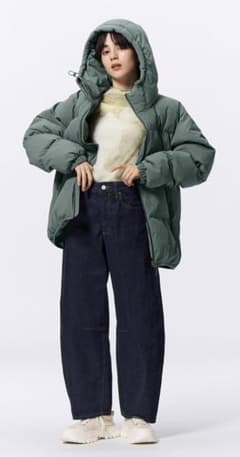 未使用　GU　レディース　 バレルレッグジーンズ　丈短め68cm M ネイビーのサムネイル