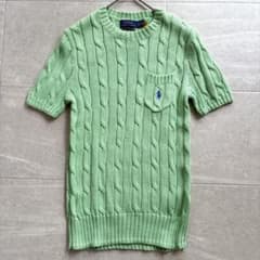 現行QR ラルフローレン コットン ケーブル ニット 半袖 ポニー刺繍