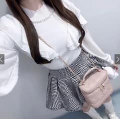 千鳥柄フレアミニスカート ミシェルマカロン風のサムネイル