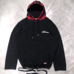 Dickies ディッキーズ パーカー LL チェックフード 裾ドローコード 黒のサムネイル
