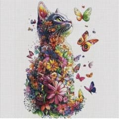 花ねこ1　クロスステッチ　キットのサムネイル