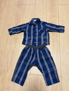 恐竜刺繍のチェック柄シャツとパンツセットのサムネイル