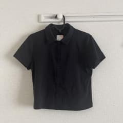 UNIQLO ミニポロシャツ 半袖 ブラック白 Mのサムネイル