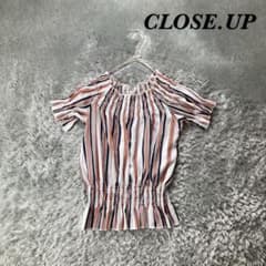 CLOSE.UP 클로즈업 오프 숄더 컷소우 스트라이프 무늬 얇은