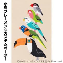 オーダー作品「小鳥ブレーメン（ポップ）　A4」イラスト/アート/絵画/似顔絵/鳥 カスタムオーダー「小鳥ブレーメン ポップA4」イラスト/アート/絵画