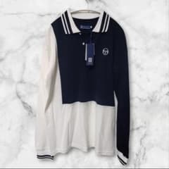 Sergio Tacchini 長袖ポロシャツ L ブラック/ホワイト - メルカリ