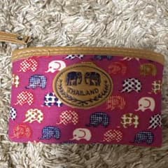 【タイで購入】ゾウ柄　ミニポーチ　ピンクのサムネイル
