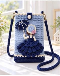 オーダーメイド スマホショルダー 世界に一つだけの手編みバッグ