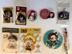 Demon Slayer Badge Ballpoint Pen Coaster Acrylic Keychain Rubber Strap 9-Piece Set