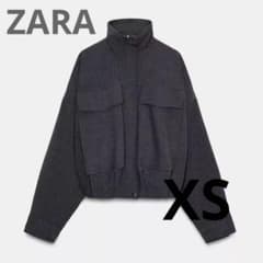 ZARA フラップボンバージャケット ダークグレー xs - メルカリ