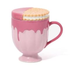 新品/未開封/Francfranc/ビスケット型フタ付きマグカップ/ピンクのサムネイル