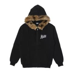 MOBB ブラック ファー付きジップアップパーカー - メルカリ