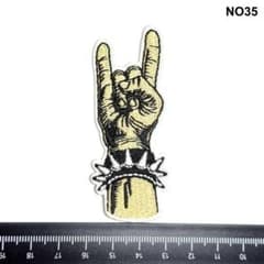 NO35 【アイロンワッペン】トゲ付きロックハンド ロック 音楽 アップリケ - 2