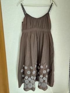 NUEVIS（ヌーヴィス)ブラウン刺繍キャミワンピース SIZE38