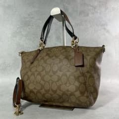 Coachコーチブラウン 2wayPVCショルダーバッグシグネチャーF28989 