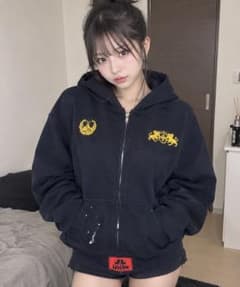 ⭐️⭐️GEEK　ネイビー ジップアップパーカー ペイント加工値下げ可‼️のサムネイル
