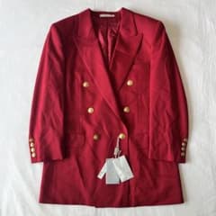 【美品】Aquascutum タグ付き　テーラードジャケット　ダブル　レッド 美品】Aquascutum タグ付き テーラードジャケット ダブル レッド