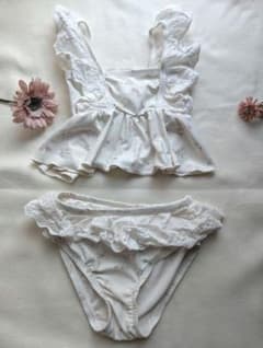 女の子用 花柄セパレート水着 フリル付き mamarakuのサムネイル