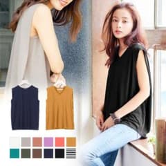【夏服セール中】神戸レタス カットソー ノースリーブ タンクトップのサムネイル