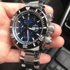 国内正規品定価42万　エドックス クロノオフショア1  ネイビーブラック自動巻きのサムネイル