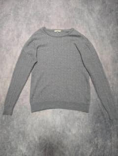 00's vintage ケーブルニット セーター グレー ウール y2kのサムネイル