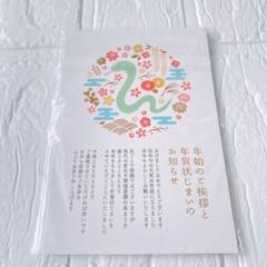 年賀状じまい 葉書 10枚 私製ハガキ シンプル カラー 花柄　へび