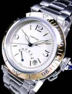 超美品 カルティエ パシャ 18金/SS パワーリザーブ 38ミリ 自動巻 
