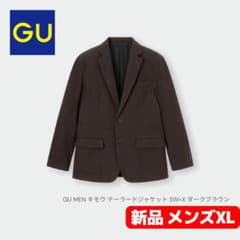 新品 GU MEN キモウ テーラードジャケット SW+X ダークブラウン XL