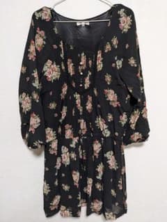 lyon deux ブラックフラワーワンピース 40